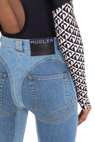 MUGLER Синие облегающие джинсы Spiral Синий