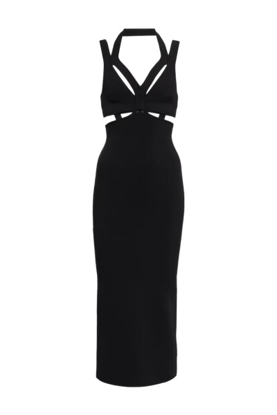 Dion Lee Черное трикотажное платье миди