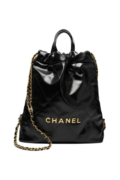 Chanel Черный кожаный рюкзак 22 Backpack