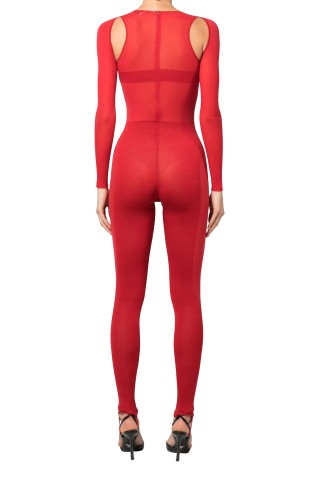 Alexander McQueen Красный комбинезон с вырезами Красный