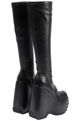 Versace Triplatform кожаные сапоги до колена Черный