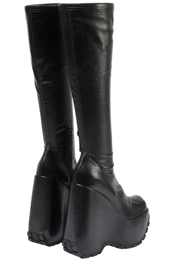 Versace Triplatform кожаные сапоги до колена Черный