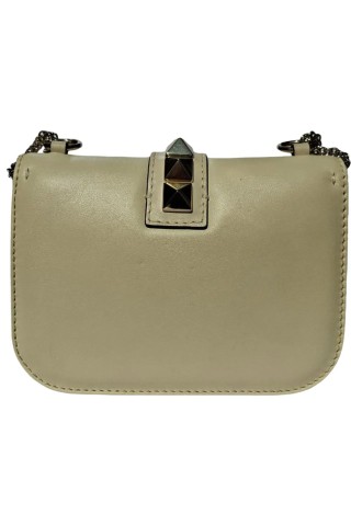 Valentino Сумочка через плечо Ivory Glam Lock из кожи Молочный