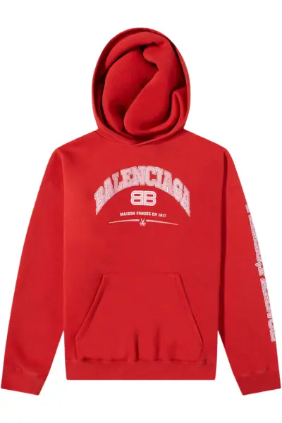 Balenciaga Красное оверсайз худи с архивным логотипом унисекс