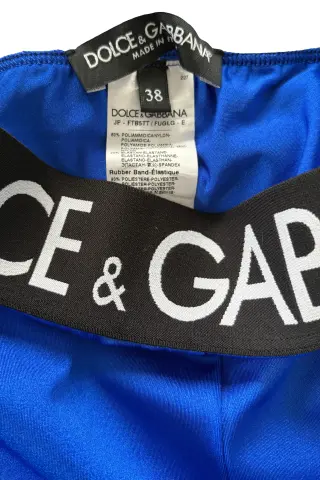 Dolce & Gabbana Синие леггинсы с черным поясом и логотипом Синий