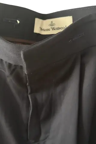 Vivienne Westwood Темно-синие шерстяные брюки Macca с корсетным поясом Синий